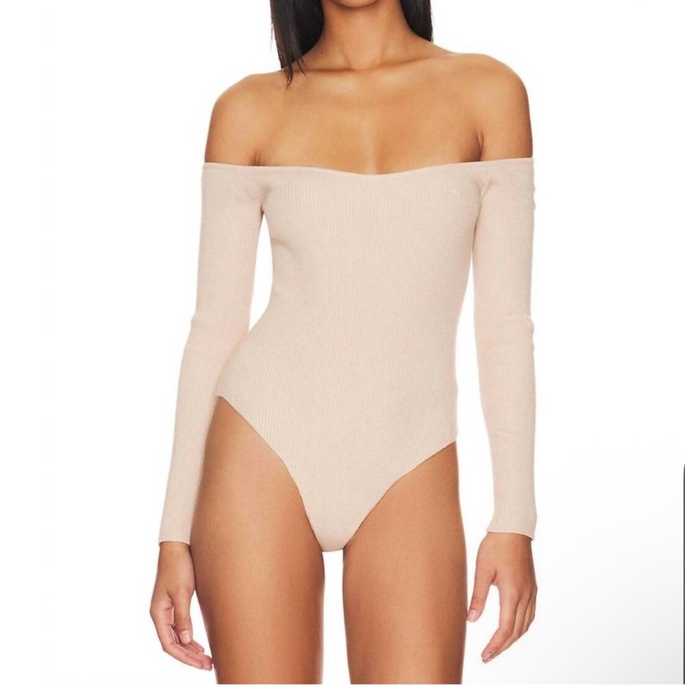 LBLC the Label Taupe Ribbed Bodysuit Size XS NWT